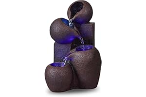 ZEN LIGHT Fontanna wewnętrzna wodospad 4 poziomy słoik efekt kamienia naturalnego kolorowe diody LED, Zen i stylowa dekoracja wnętrz, fontanna stołowa, wyjątkowy pomysł na prezent, wys. 25cm - Luba Zen'Light