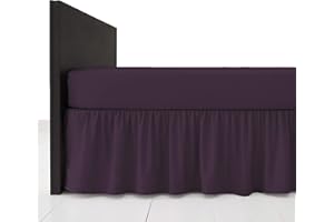 AmigoZone Plain Pollycotton Frilled Bed Base Valance Sheet (Plum, Single)