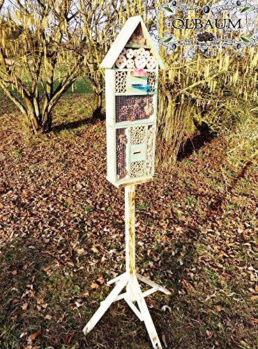 XXL INSEKTENHOTEL MIT TRÄNKE SDV-HOST-OS und FUTTERPLATZ, Futterstelle, moosgrün grün natur Nisthotel Hoch Schmetterlinge Bienen Marienkäfer als Ergänzung zum Meisen Nisthotel Hoch Meisenkasten oder zum Vogelhaus Vogelfutterhaus Futterstation für Vögel Insektenhäuschen – XXL INSEKTENHOTELs - 2