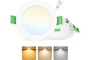 GeyouLux Set med 1 infälld LED-spotlight, 68 mm, 7 W, extra platta infällda spotlights, 2 700/4 000/6 500K, justerbar dimbar