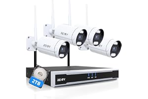 REIGY 8MP Säkerhetskamera CCTV Set WIFI med Spotlight och Hårddisk, Wlan övervakningskamera System Utomhus, 16CH NVR+4x 2
