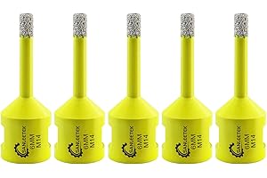 Punte per Trapano Diamantate 6mm - 5pezzi Brasatura Sotto Vuoto Fresa Diamantata per Ceramica Porcellana Marmo Granito M14 Filettatura SANLEETEK