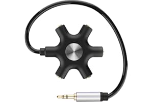 DULUOK Répartiteur Audio 5 Casques 3,5 mm Distributeur pour Prises Jack 3,5mm avec 5 Connecteurs Mâle à Femelle Multi Écouteurs Stéréo Séparateur Adaptateur Aux Splitter pour la Salle de Classe Mixage Audio