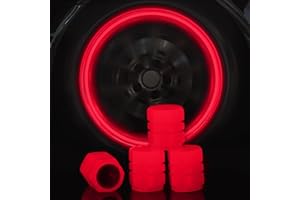 FZQBEY Lot de 4 Bouchons de Valve de Pneu Voiture Fluorescents Lumineux Universels, Capuchon Anti-poussière pour Auto, SUV, Moto, Camion (Rouge-4 Pcs)