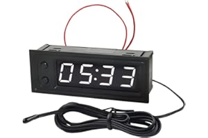 FBBULES 0.39” 3 en 1 LED Thermomètre Voltmètre DC 5-50V Auto Température L'horloge LED Affichage Numérique Voltomètre Affichage pour SUV, Moto, Bateau