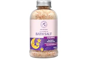AROMATIKA TRUST THE POWER OF NATURE Calming Bath Salts 600g - w/Sandalwood & Lavender & Bergamot Essential Oils - Natural Bath Sea Salts - Best for Bath- Good Sleep - Relaxing - Body Care - Beauty - Aromatherapy