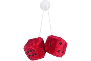 AYNKH 6 cm große Auto-Hängewürfel, Autospiegel, Weihnachtsbaum-Dekoration, flauschiger Innenanhänger, flauschige Würfel für Auto, Paar hängende Paare, Autoanhänger für Auto-Innendekoration (rot)