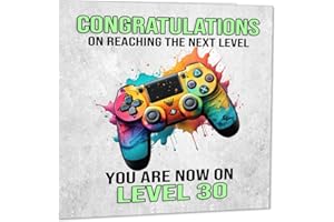 PURPLE FOX Kartka urodzinowa gracza na 30. urodziny – 30 lat trzydziesta, trzydziesta karta z okazji urodzin dla nastolatków chłopców 145 x 145 mm