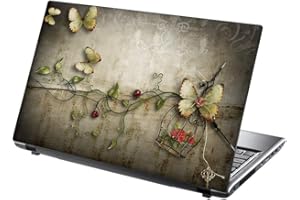 15.6 INCH TAYLORHE SKINS TaylorHe 15.6 inch 15 inch Laptop Skin Vinyl Decal with Colorful Patterns and Leather Effect Laminate MADE IN England Vintage style Butterflies Scene …