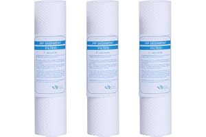 HUINING 1 mikron utfällningsvattenfilter, 3 paket, 6,3 cm x 25,4 cm, används för rengöring av vatten, lämplig för alla hushållssystem med omvänd osmos. (PP-3 st)