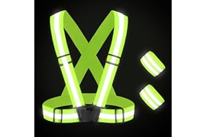 ABRVUAHM Reflective Running Vest, Elastic Adjustable Reflective Vest Gear High Vis Running Vest with Armbands for Night Cycling,Hiking, Jogging,Dog Walking