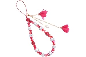 BEEFLYING Handy-Perlen-Lanyard, Handy-Handgelenkschlaufe, Telefon-Lanyard-Armband, Handy-Hängegurt, verwendet für Handy-Kamera-Schlüsselanhänger (Rot)