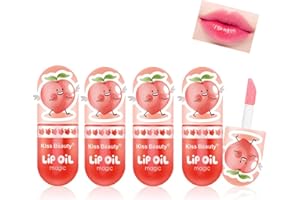 Pakivs 4Pcs Mini capsule Color Changing Lip Gloss Set,Peach Hydratant Color Changing Lip Glaze Longue Durée Natural Lip Tint Lip Oil pour le soin des lèvres