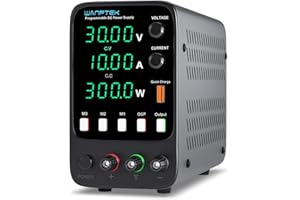 WANPTEK POWER Alimentation de Laboratoire 30V 10A avec Mémoire de 3 groupes, Alimentation Reglable avec Protection OCP/Sortie/Chargement Rapide par USB/Luminosité/Son Réglable