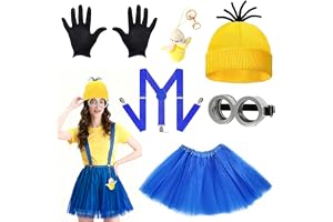 RNPKZ 8 st gul maskeraddräkt set för cosplay, halloween kostymer för vuxna barn, 2 glasögon gul 2 mössa 2 svarta handskar och