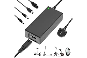 LUCKYMOON Electric Scooter and Hoverboard Charger with 4 Connectors, 42V/2A Charger for 36V Battery, for Electric Scooters, Mobility Scooters, Drift Boards, Xiaomi M365/Pro 2 and Unicycles, etc