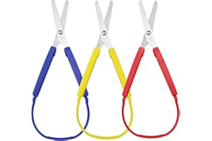 KAIAIWLUO Forbici Carta Apertura Automatica,3 pezzi Mini Forbici Ad Anello Stitch Mancini e Destrorsi Tenere e Sicure Colorate Facile Grip Passanti Colorati Adattate In Acciaio Forbice Bambini Per Adolescenti