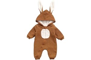 SUSENSTONE Jumpsuit De Lapin BéBé Fille Enfants Mignon Mode Automne Hiver Combinaison Peluche Capuche VêTements Chauds éPais Jumpsuit Enfants Pour 6 Mois-3 Ans
