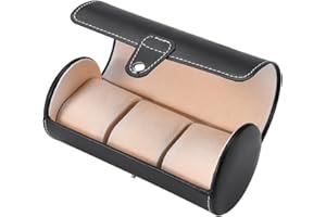 BETUED Relojero Organizador Hombre, Caja Relojes Organizador, Caja de Relojes, Vitrina de Reloj de Pulsera Estuche para Relojes Estuche Organizador de Relojes para Viaje 3 Grids Cylinder(Negro)