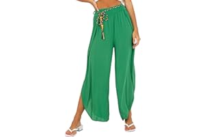 Och Bella Szerokie, luźne spodnie damskie z rozciętymi nogawkami, damskie spodnie z rozciętymi nogawkami, przewiewne, lekkie spodnie z wiskozy dla kobiet z szerokimi nogawkami, styl boho, komfort i swoboda ruchów, S-XL