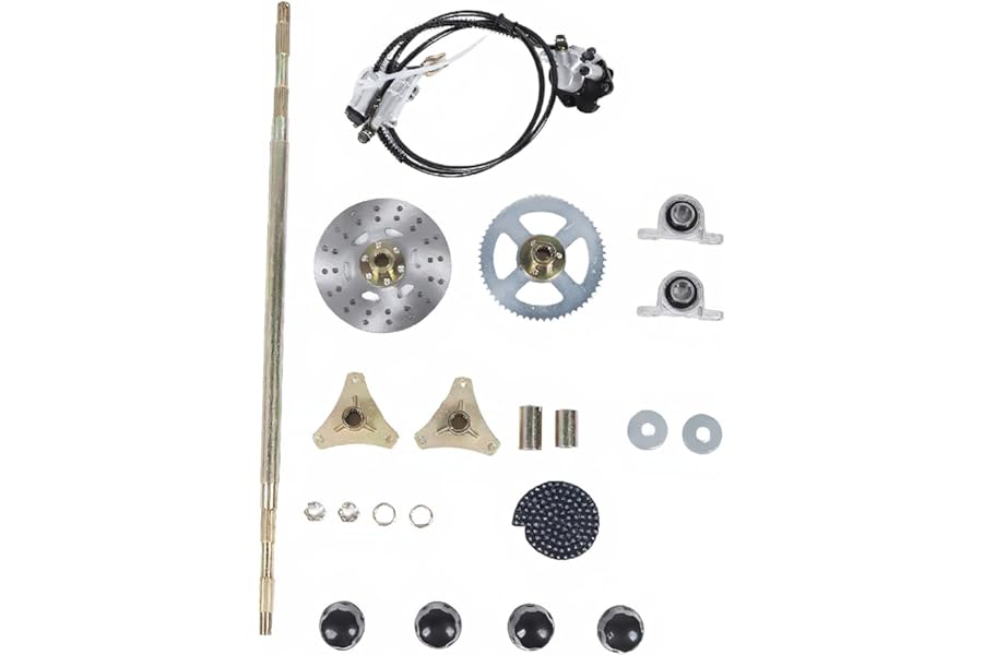 Tonysa 29in Go Kart Rear Live Axle Assembly Kit, Premium Materials, Wide Compatibility, High Reliability, (with) Brake Components and 428 Chain, (for) ATV Quads