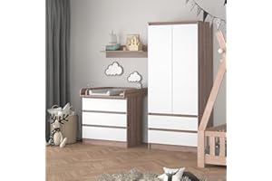 ‎VICCO Vicco Wickelkommode Emma, Wickelaufsatz für die Kommode, Weiß/Sonoma/Sonoma, 80 x 87 cm