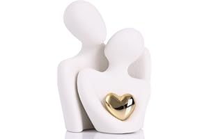 oliruim Mini statua di coppia, statuetta romantica in ceramica per camera da letto, mobile TV, regalo di nozze di San Valentino, piccoli soprammobili per la decorazione della casa (12 cm, bianco)