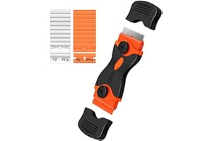 CANOPUS Oven Cleaning Tool Non Scratch with 10 Metal +10 Plastic Blades, Double Edged Razor Blade Scraper, Glass Scraper, Induction, Ceramic Hob Scraper, Cleaning Scraper for Stickers, Decals, Windows