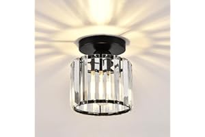 ZYDTRIP Crystal Ceiling Light, Black Crystal Chandelier Modern LED Ceiling Light Pendant Fixture Lighting for Bedroom Kitchen Hallway Entrance Balcony