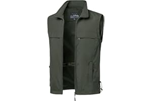 MeiLayM Uomo Gilet da Pesca All'aperto Gilet Multitasche Gilet Estivo ad Asciugatura Rapida Gilet Sportivo con Zip Fotografia Campeggio Caccia Alpinismo Giacca Senza Maniche