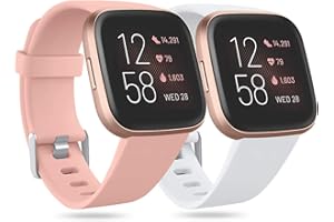 Ouwegaga Cinturino di Ricambio in Silicone Compatibile con Fitbit Versa Cinturino/Fitbit Versa Lite Cinturino/Fitbit Versa 2 Cinturino, Piccolo Grande, 2 Pack