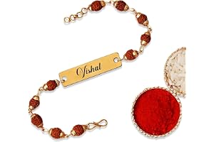 FOTIXO ART GIFTS Customise & Personalized Rudraksha Rakhi Bracelet with Name Spiritual Raksha Bandhan for brother bhaiya bhai