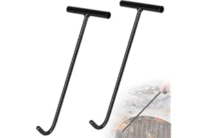 DBREAKS 2pcs Gancio per Tombino Sollevamento, 60cm Gancio per Tombino Ganci, con Impugnatura A T Gancio, Piede di Porco, per Fognature