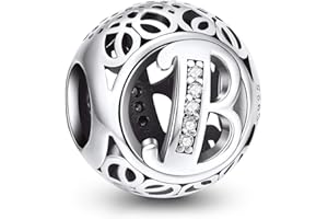 NINGAN Charme Lettre de l'alphabet Argent Sterling 925 Femmes Pearl Charm avec 5A Zircone Compatible pour Européen Bracelets