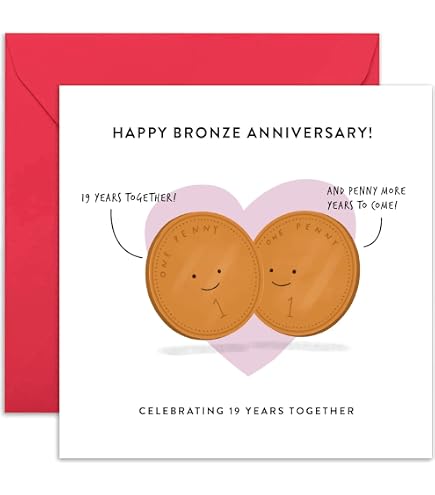 Handgefertigte Jubiläumskarte „Happy 19. Anniversary“ – Mit Strass & Umschlag