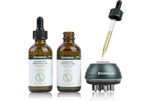 120 ml olejek rozmarynowy do włosów + aplikator do włosów, olejek rozmarynowy Kimairay do wzrostu włosów, szczotka do masażu skóry głowy z olejkiem do włosów, rozmarynem, zestaw do pielęgnacji włosów
