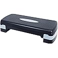 SOOFAM Adjustable Workout Aerobic Stepper Step Platform Trainer，Aerobic Exercise Step Platform with 2 Risers，Height-Adjustable 4"-6"，Fitness Equipment for Home Gym Exercise Fitness Workout