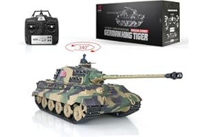 wheelfun 2.4G Heng Long 1/16 Scala 7.0 Plastica Tedesco King Tiger RTR RC Serbatoio Modello 3888A Fumo 340 ° Rotante Torretta Infrarossi Combattimento di sollevamento Barile di sollevamento Luce Suono