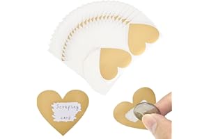 AIBAOBAO 50 Stück Rubbelaufkleber Herz, Rubbellose Selber Machen, Rubbelsticker Gold, Rubbellos, Scratch Sticker, für Hochzeit, Weihnachten, Reisegutschein, Geschenke, Geburtstag, 8x7cm