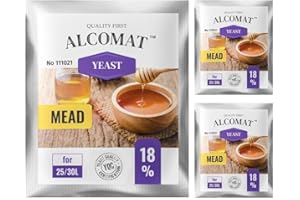 Alcomat Mead Yeast drożdże do wina miodowego, drożdże alkoholowe, 30 l, regularne tempo fermentacji do 18%, 3 sztuki