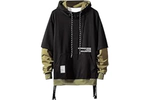 Moshtashio Kapuzenpullover für Herren, Patchwork Hoodie mit Kontrastfarbe Langarm Basic Sweatshirt Pullover mit Kapuze