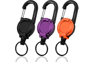 WONWOOD_DIRECT Schlüsselanhänger Ausziehbar 3 Stücke Schlüsselband Ausziehbar Ausweis JoJo Einziehbarer Schlüsselanhänger mit 60cm Stahldrahtseil, Ausweishalter Ausziehbar mit Karabiner (Schwarz+Lila+Orange)