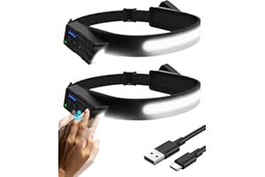 Lorrtta LumiLight Head Torch Rechargeable – Super Bright LED Headtorch with USB, 5 Lighting Modes, IPX4 Waterproof Lumi Light LED Headband for Power Cuts, Emergency, Running, Hiking (2-Pack)