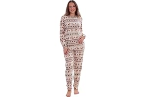 CHICWHISPER Ladies Plush Super Soft Check Pyjamas Warm Teddy Bear Fleece PJ'S