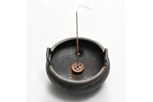 Urban Nest Portaincenso in Ceramica – Bruciatore di Incenso Smaltato per Bastoncini e Coni (Smalto Effetto Ruggine, 9.5×9.5×5.5 cm)