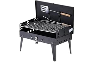 ARA Choice BBQ Barbecue Grill Portable Folding Toaster Charcoal Desk Tabletop Stainless Steel Smoker for Outdoor Park Beach Trip Hiking Picnic Garden Camping Garden Cooking Travel with Accessories