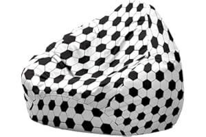 Highdi Calcio Pouf Poltrona a Sacco per Bambini Adulti Ragazzi, Bean Bag Fodera per Sacco di Fagioli per Decorazione della Soggiorno Giardino Salotto, Senza Ripieno (80x90cm,Nero)