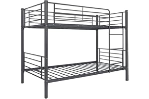 Acomoda Textil – Litera Metálica Doble 200x97x161 cm. Cama Infantil y Juvenil con Escalera Lateral y Barandilla de Seguridad Resistente y Compacta para Dormitorio (Litera)