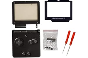 THE TECH DOCTOR Boîtier de remplacement Gameboy Advance SP complet pour boîtier de protection, lentille d'écran et boutons – Kit de réparation professionnel avec outils (Noir)
