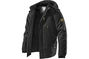 CARWORNIC Chaqueta de esquí de montaña para hombre, resistente al viento, para invierno, cálida, con capucha, cortavientos, senderismo, snowboard